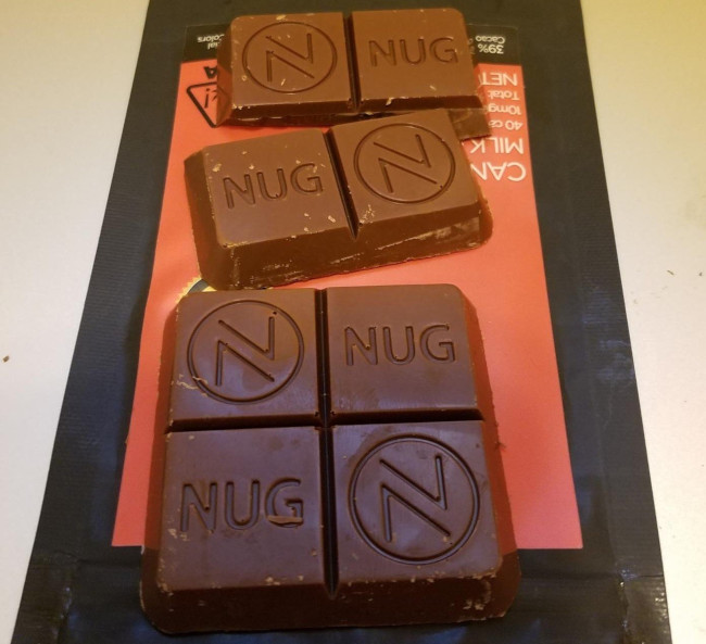 NUG cannabis chocolate bar potency