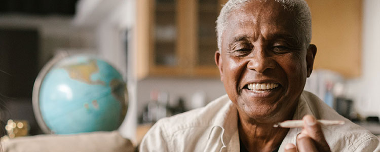 elderly man using cannabis