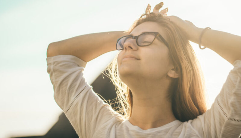 woman feeling relieved