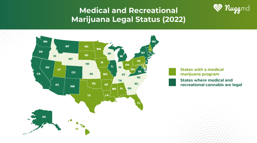 US marijuana legality by state 2022