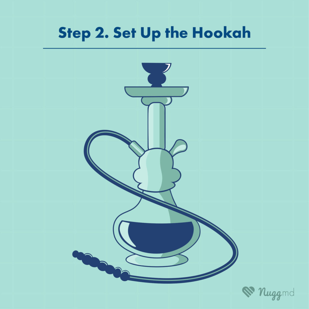 setting up to smoke weed out of a hookah