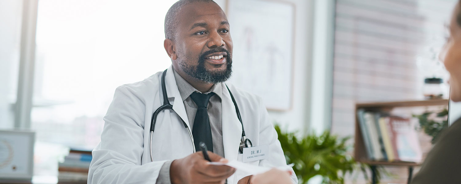 medical marijuana doctor talking to patient