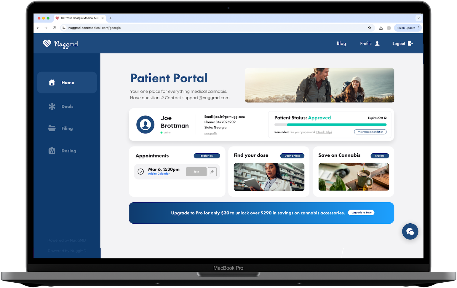 render of nuggmd's patient portal, accessible on any computer or mobile device