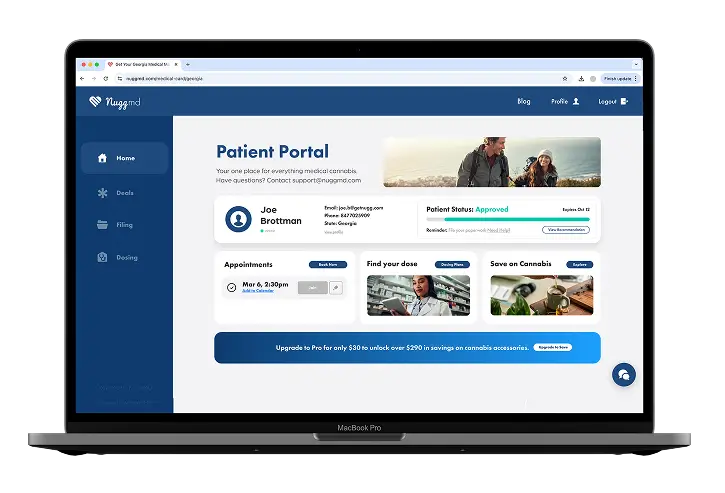 render of nuggmd's patient portal, accessible on any computer or mobile device