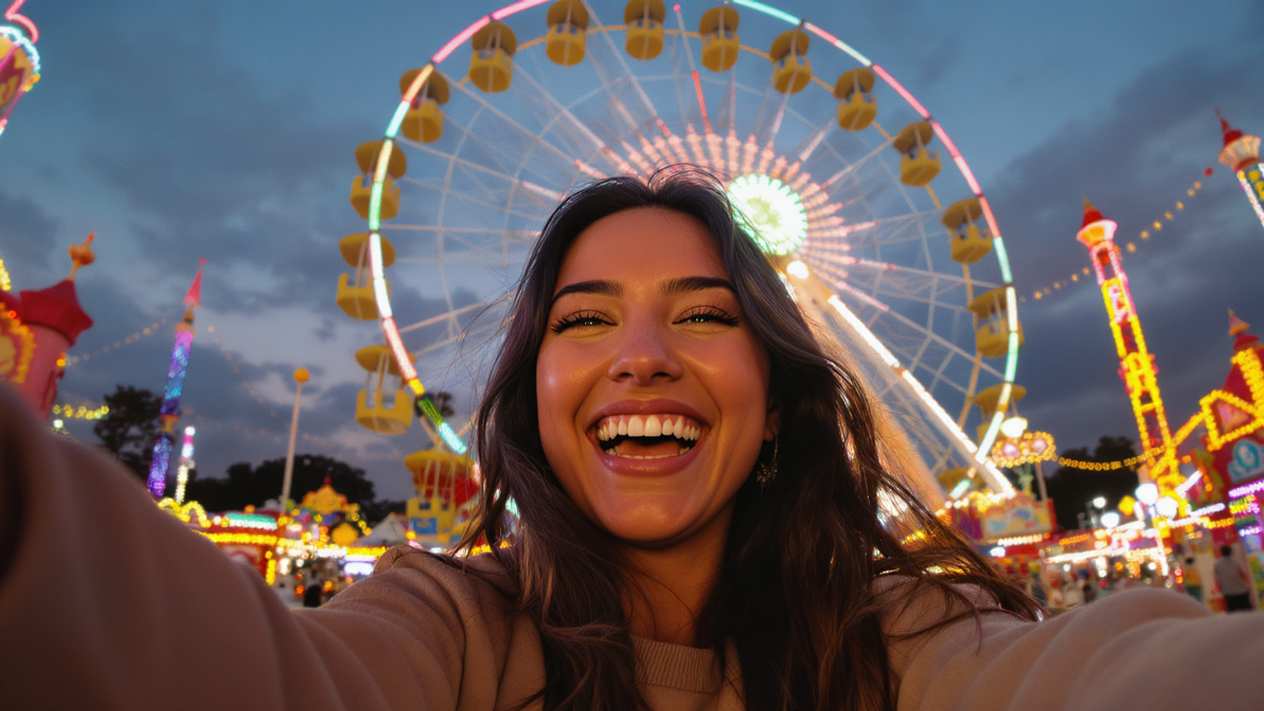 selfie in front of a ferris wheel, Shelby from WV – Approved for Chronic Pain