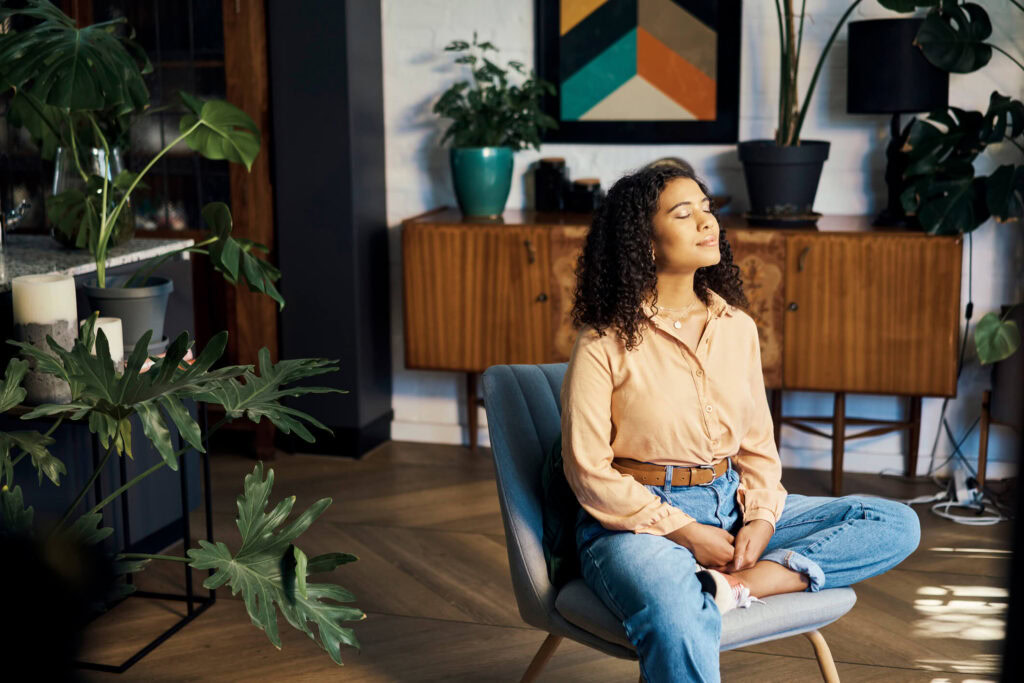 woman relaxing after using medical cannabis
