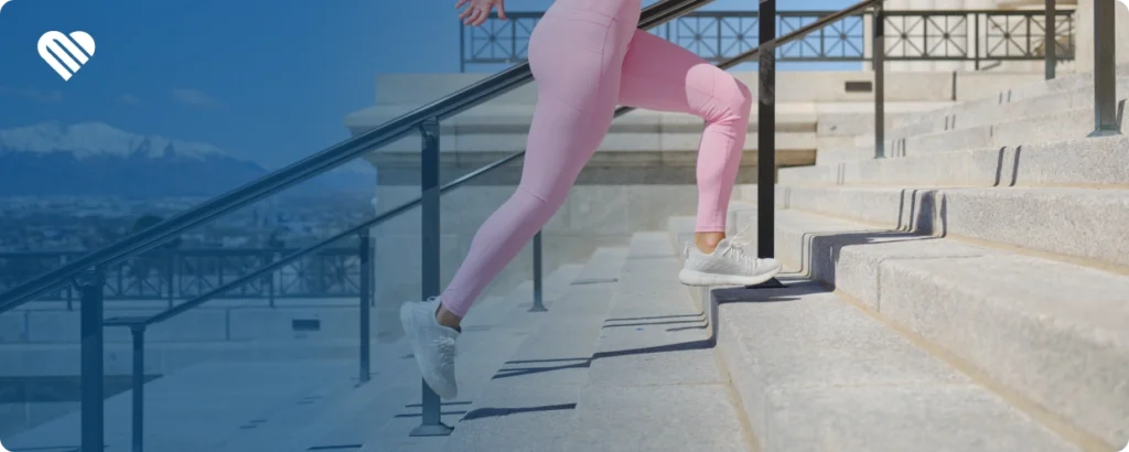 woman running stairs after consuming cannabis for wellness